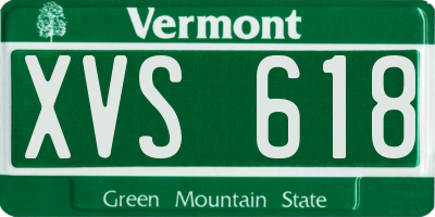 VT license plate XVS618