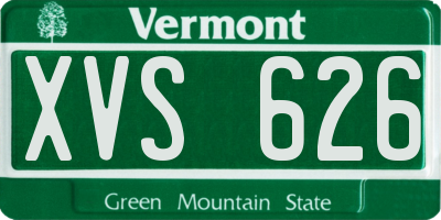 VT license plate XVS626