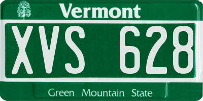 VT license plate XVS628