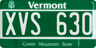 VT license plate XVS630