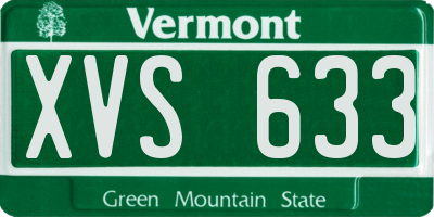 VT license plate XVS633