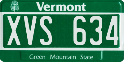 VT license plate XVS634