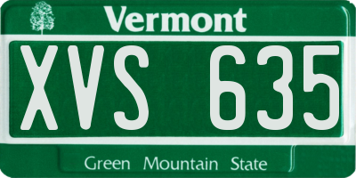 VT license plate XVS635