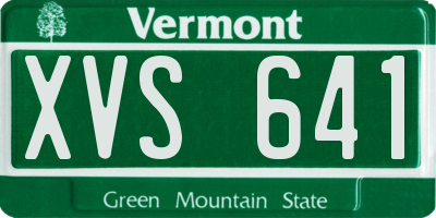 VT license plate XVS641
