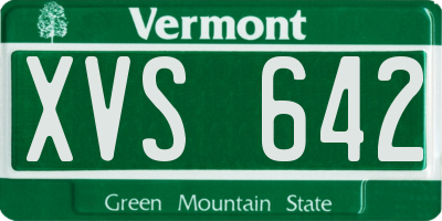 VT license plate XVS642