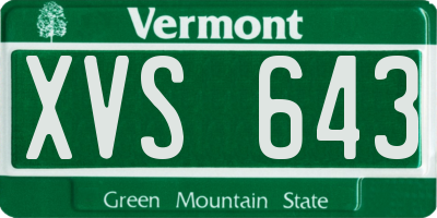 VT license plate XVS643