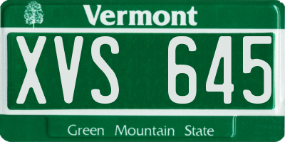 VT license plate XVS645