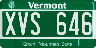 VT license plate XVS646