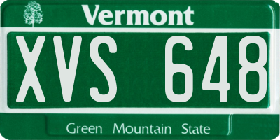 VT license plate XVS648