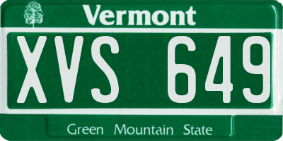 VT license plate XVS649