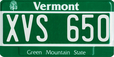 VT license plate XVS650