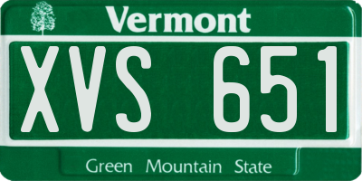 VT license plate XVS651