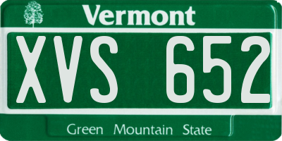 VT license plate XVS652
