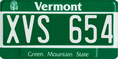 VT license plate XVS654