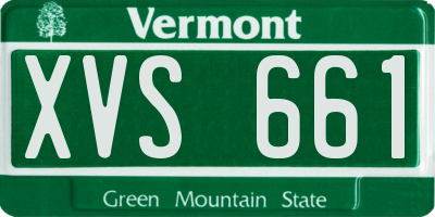 VT license plate XVS661