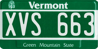 VT license plate XVS663