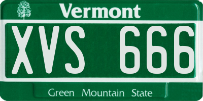 VT license plate XVS666