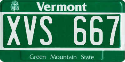 VT license plate XVS667