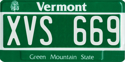 VT license plate XVS669