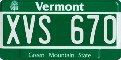 VT license plate XVS670
