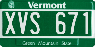 VT license plate XVS671