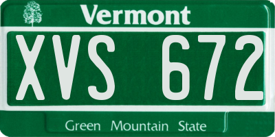 VT license plate XVS672