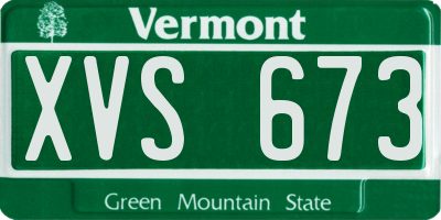 VT license plate XVS673
