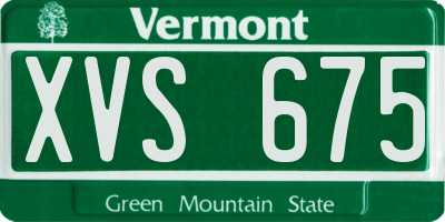 VT license plate XVS675