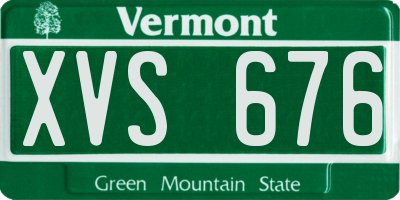 VT license plate XVS676