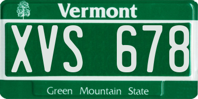 VT license plate XVS678