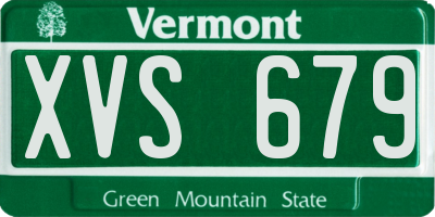 VT license plate XVS679