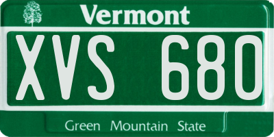 VT license plate XVS680