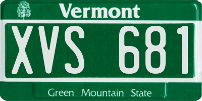 VT license plate XVS681