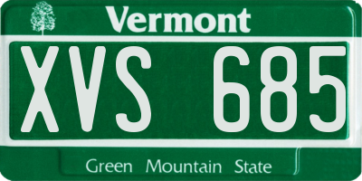 VT license plate XVS685