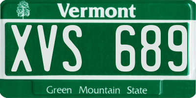 VT license plate XVS689