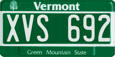 VT license plate XVS692
