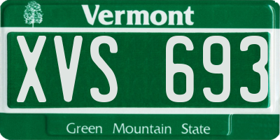 VT license plate XVS693