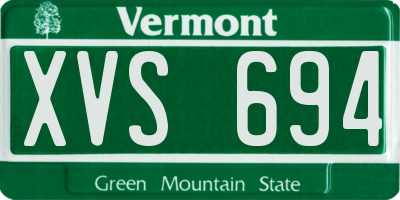 VT license plate XVS694