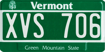 VT license plate XVS706