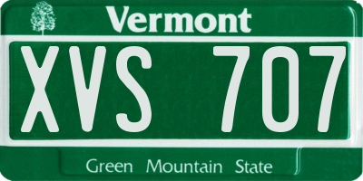 VT license plate XVS707