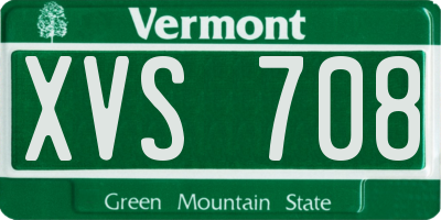 VT license plate XVS708