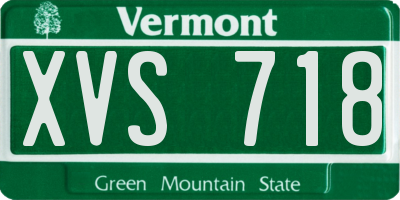 VT license plate XVS718