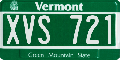 VT license plate XVS721