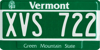 VT license plate XVS722