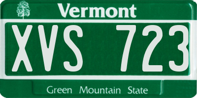 VT license plate XVS723