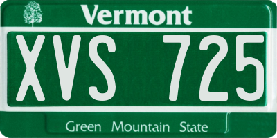 VT license plate XVS725