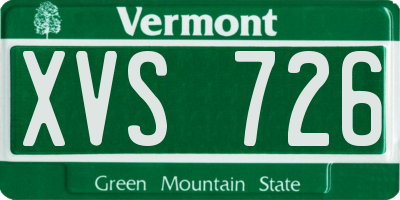 VT license plate XVS726