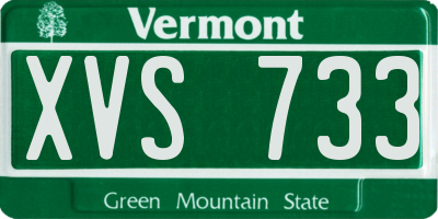VT license plate XVS733
