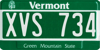 VT license plate XVS734