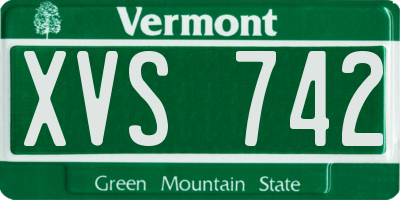 VT license plate XVS742